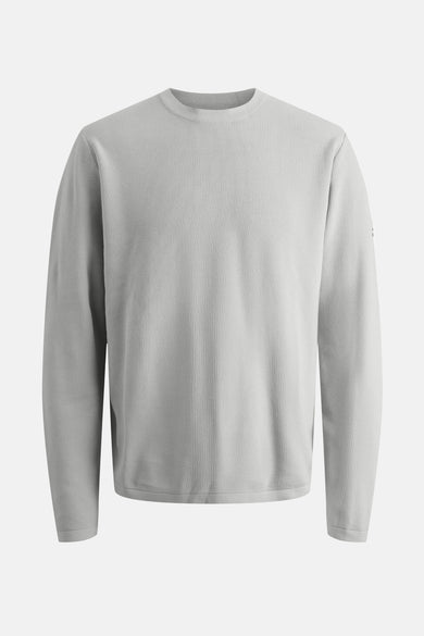 Sweat-shirt gris à col rond de CORE BY JACK & JONES, avec une texture côtelée.