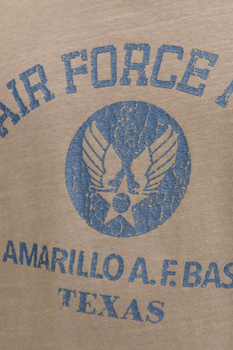 T-shirt Kaki à manches courtes de PREMIUM BLUE par JACK & JONES, avec texte et logo 'Air Force'.