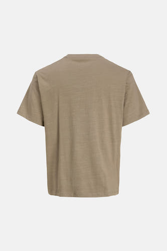 T-shirt Kaki à manches courtes de PREMIUM BLUE par JACK & JONES, tissu lisse avec un motif fin de lignes sur le dos.