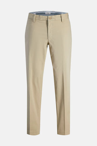Jean chino beige de JACK & JONES JEANS INTELLIGENCE, avec des poches arrière et une fermeture boutonnière.
