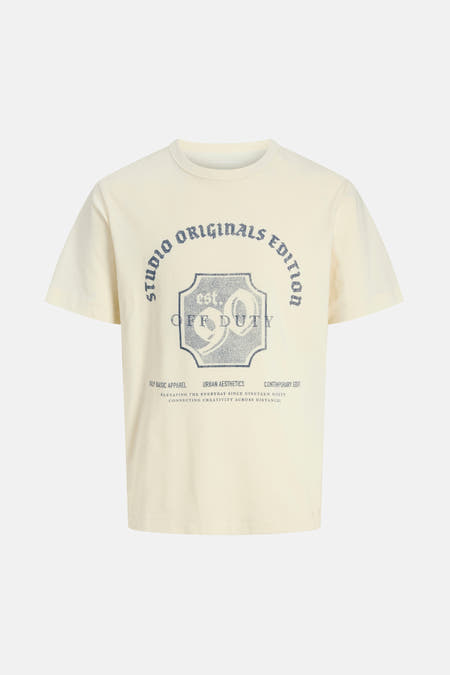 T-shirt écru à manches courtes d'ORIGINALS BY JACK & JONES, avec une impression inspirée par le vintage sur l'avant.