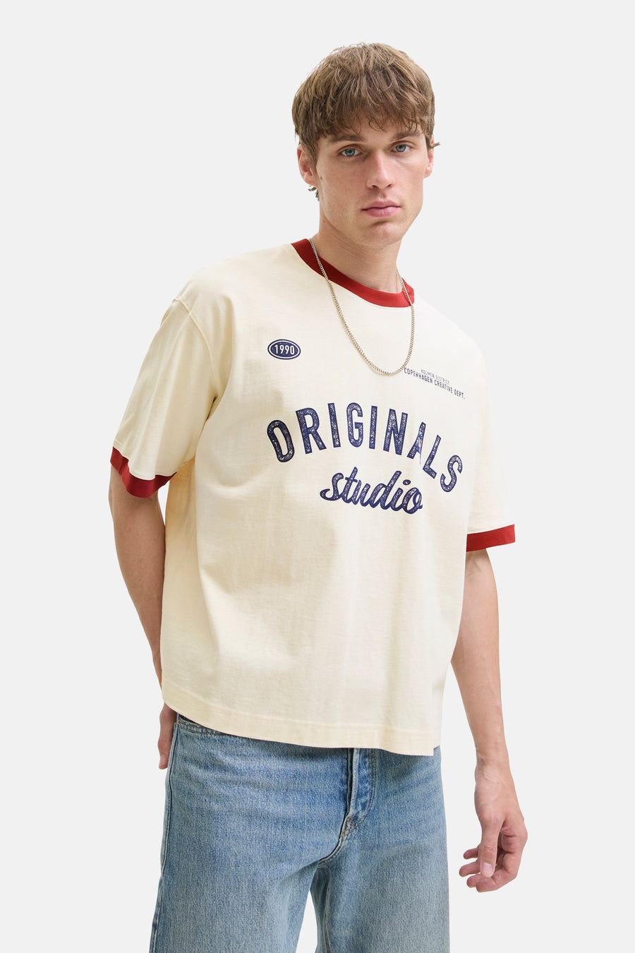 T-shirt à manches courtes - Écru - ORIGINALS BY JACK & JONES