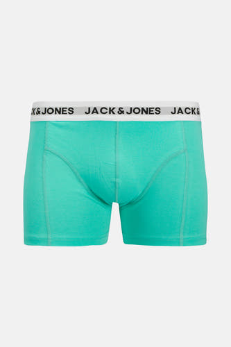 Boxershort turquoise d'ACCESSORIES BY JACK & JONES avec logo de marque sur la ceinture contre un fond blanc.