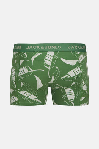 Short de box vert ACCESS ACCESS ACCESS JACK & J J, with white leaf motifs and a green waistband with logo.