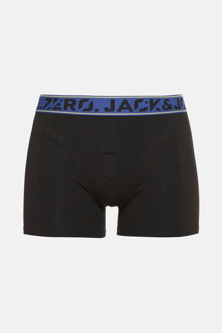 Short de boxers noires ACCESSORIES BY JACK & JONES, avec une ceinture élastique à logo.