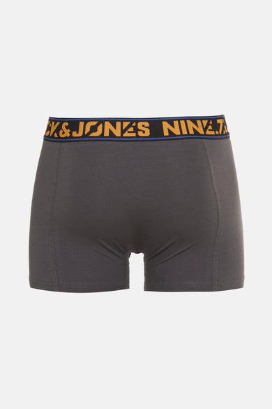 Boxer short gris d'ACCESSORIES BY JACK & JONES, avec une ceinture élastique imprimée.