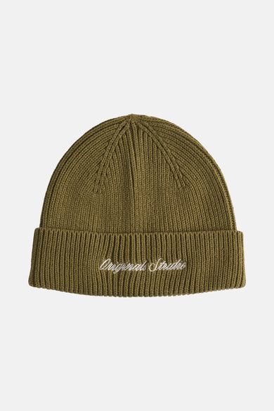 Casquette verte d'ACCESSORIES BY JACK & JONES, avec des rayures et un texte brodé.