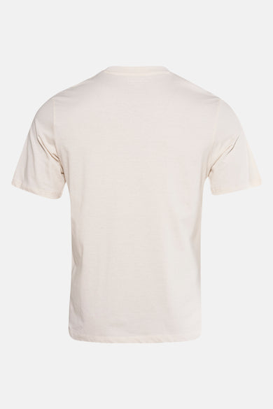 Beige T-shirt met korte mouwen.