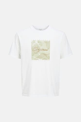 T-shirt blanc à manches courtes d'ORIGINALS par JACK & JONES, avec une impression graphique sur la partie avant.