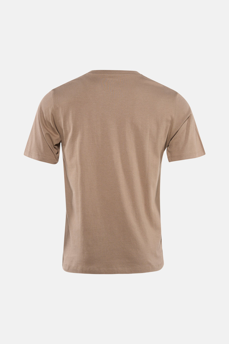 T-shirt marron à manches courtes de ORIGINALS BY JACK & JONES, vue arrière, associé à un jean clair et des chaussures grises.