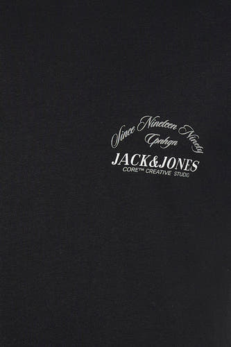 T-shirt noir à manches courtes de CORE BY JACK & JONES, avec une inscription élégante.