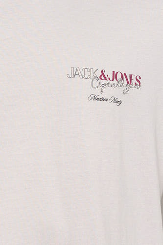 T-shirt gris à manches courtes CORE BY JACK & JONES, avec un logo imprimé sur la poitrine.