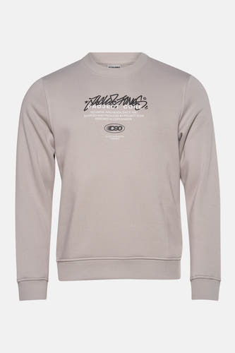 Gilet gris de CORE BY JACK & JONES, avec une impression graphique sur la poitrine.