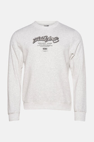Gilet gris de CORE par JACK & JONES avec une impression graphique sur la poitrine.