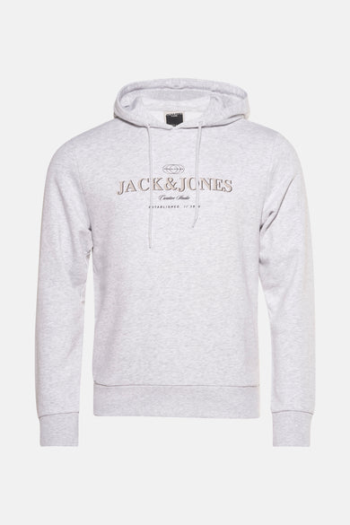 Gilet gris avec capuche de CORE par JACK & JONES, à longues manches et logo imprimé.