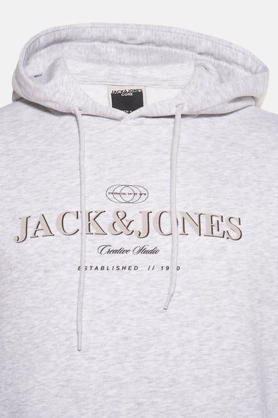 Pull-over gris avec capuche de CORE par JACK & JONES, avec logo et cordon.