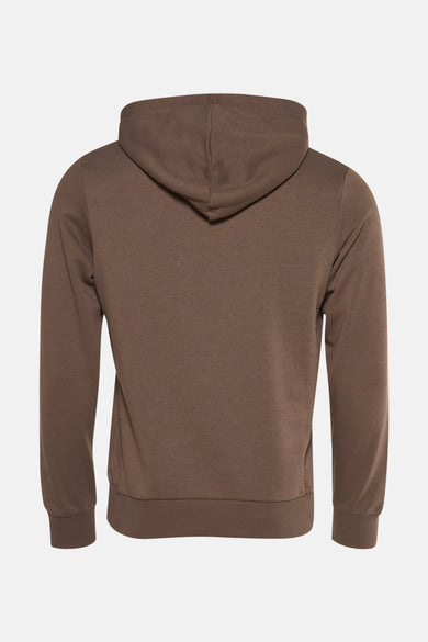 Gilet brun avec capuche de CORE BY JACK & JONES, vue arrière, couleur unie et manches longues.