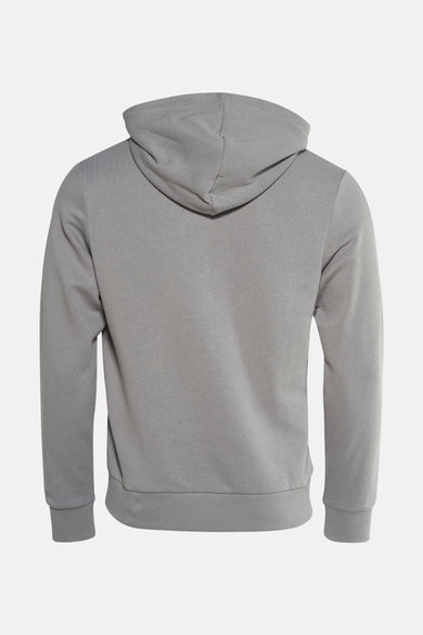 Gilet gris avec capuche de CORE BY JACK & JONES, vu de l'arrière.