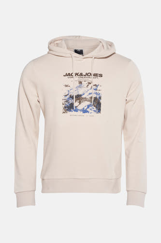 Gilet beige avec capuche de CORE BY JACK & JONES, vue arrière avec longues manches et design uni.