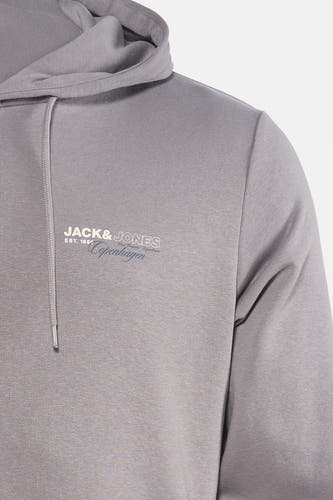 Pull-over gris avec capuche de CORE BY JACK & JONES, avec cordon de serrage et impression de logo.