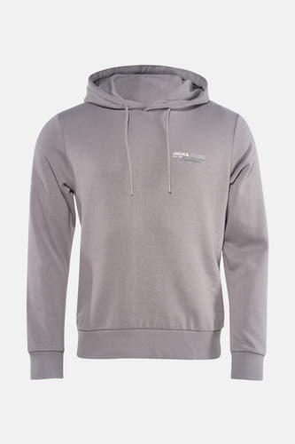 Pull-over gris avec capuche de CORE par JACK & JONES, avec des manches longues et des cordonnets.
