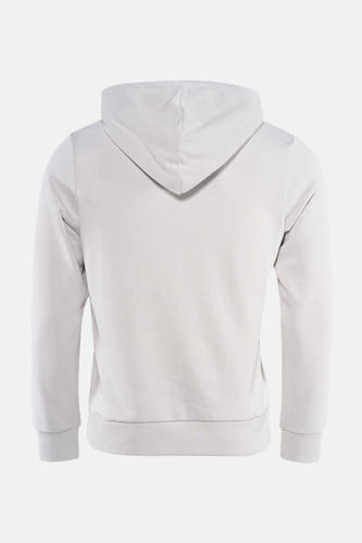 Gilet gris avec capuche de CORE BY JACK & JONES, vue arrière avec longues manches et bordures côtelées.