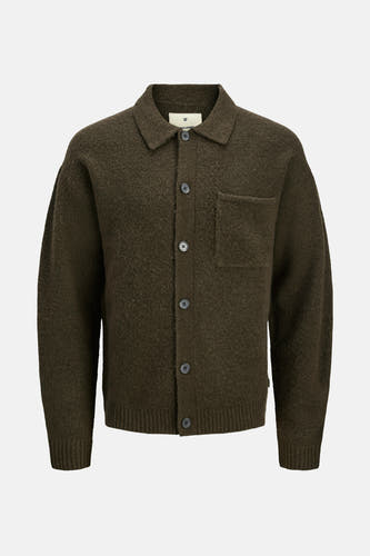 Gilet brun de PREMIUM BLUE par JACK & JONES, avec longues manches, fermeture à boutons et poche poitrine.