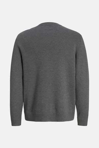 Sweat-shirt gris avec col rond d'ORIGINALS BY JACK & JONES, texture lisse, dos.