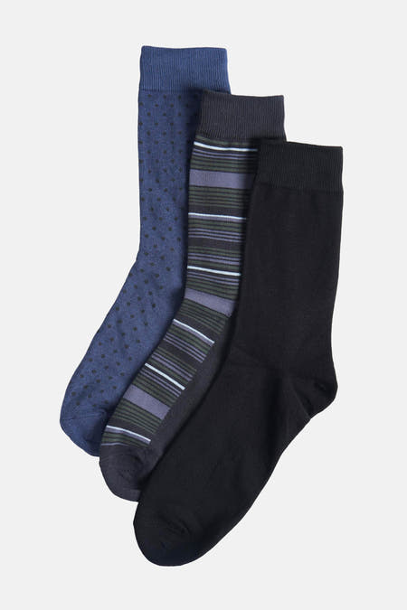 Multikleurige sokken van ACCESSORIES BY JACK & JONES, met stippen, strepen en effen zwart.