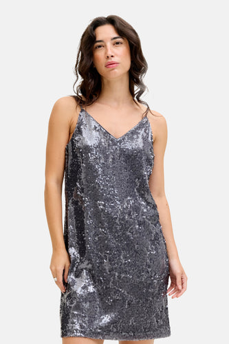 JXSIA SEQUIN  SL V-NECK DRESS WVN