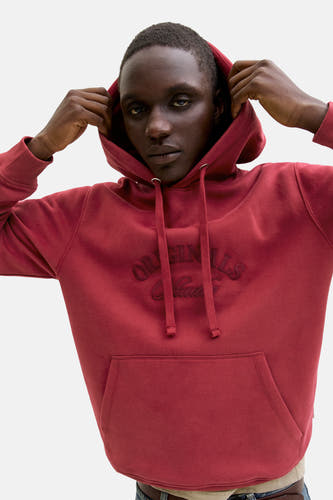 Pull-over rouge avec capuche d'ORIGINALS par JACK & JONES, avec des cordons et une poche kangourou.