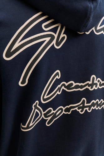 Pull-over bleu avec capuche d'ORIGINALS BY JACK & JONES, avec une inscription blanche sur le dos.
