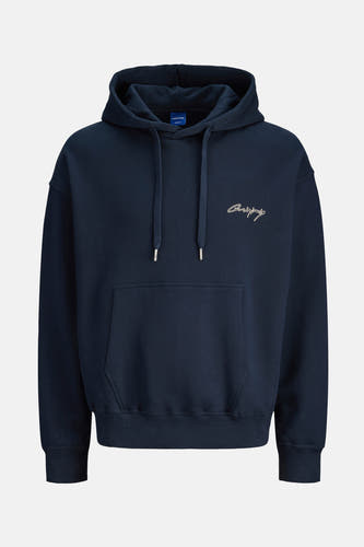 Pull-over bleu avec capuche d'ORIGINALS BY JACK & JONES, avec des cordons de serrage et une poche à l'avant.