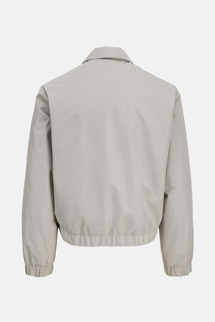 Manteau court gris de CORE BY JACK & JONES, avec des manches longues et un col classique, vu de l'arrière.