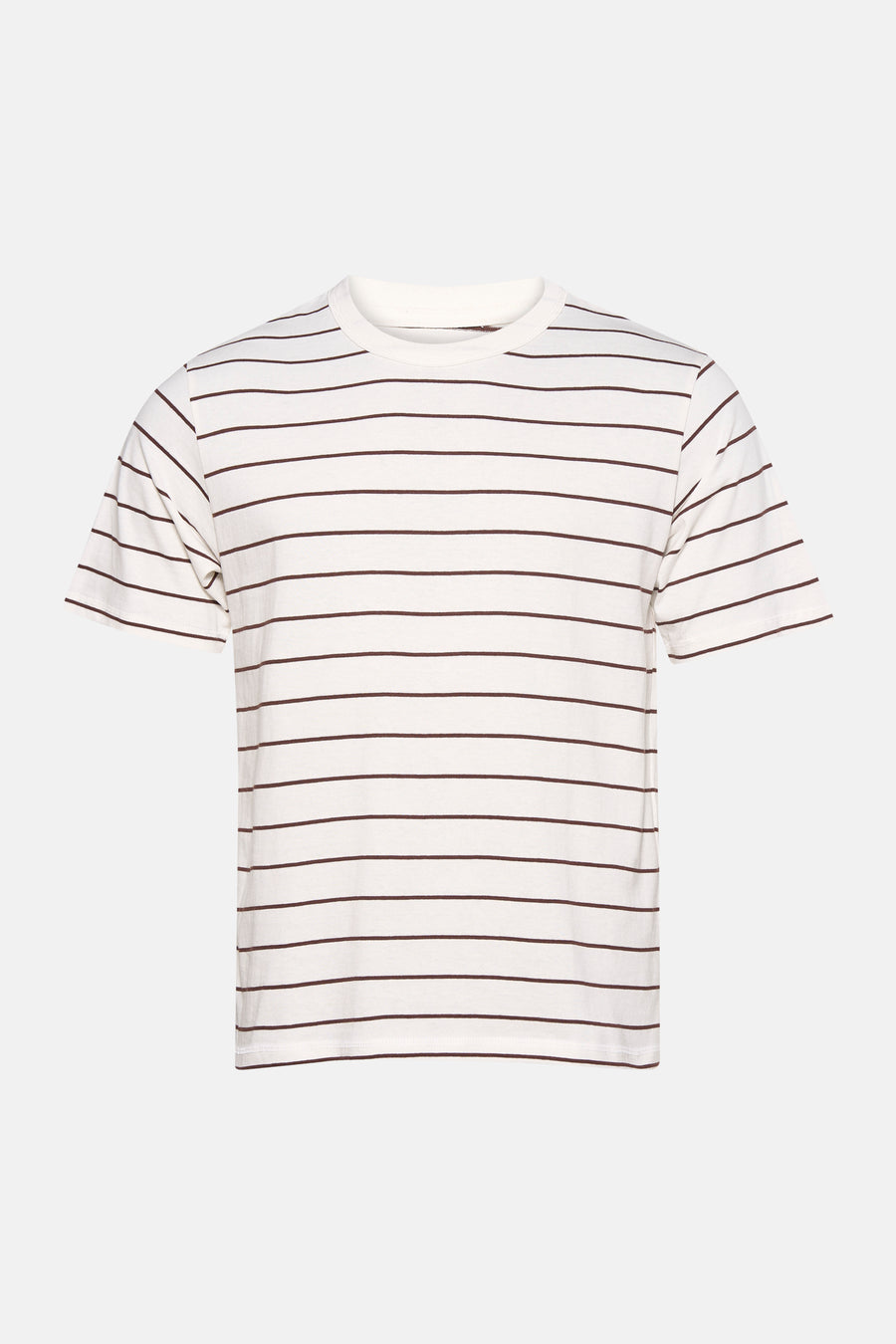 T-shirt blanc à manches courtes de ORIGINALS by JACK & JONES, avec un motif à rayures horizontales marron.