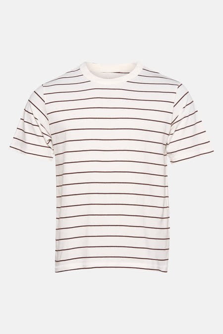 T-shirt blanc à manches courtes d'ORIGINALS BY JACK & JONES, avec un motif rayé marron.
