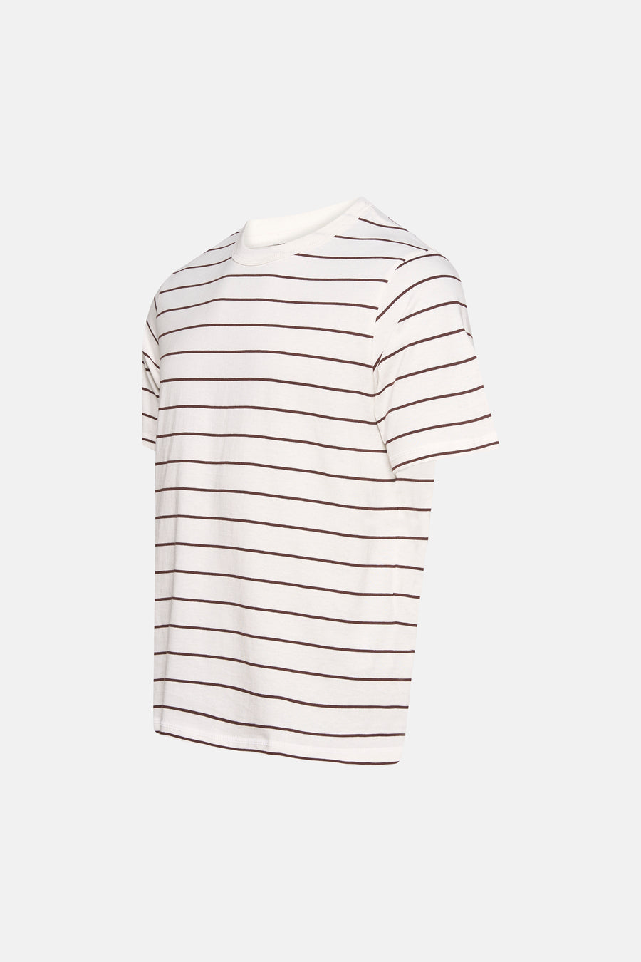 T-shirt blanc à manches courtes de ORIGINALS BY JACK & JONES, avec des rayures horizontales marron.