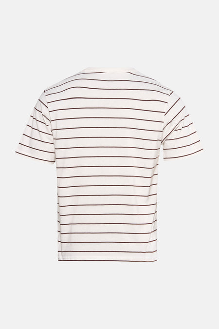 T-shirt blanc à manches courtes de ORIGINALS BY JACK & JONES, avec des rayures horizontales marron.