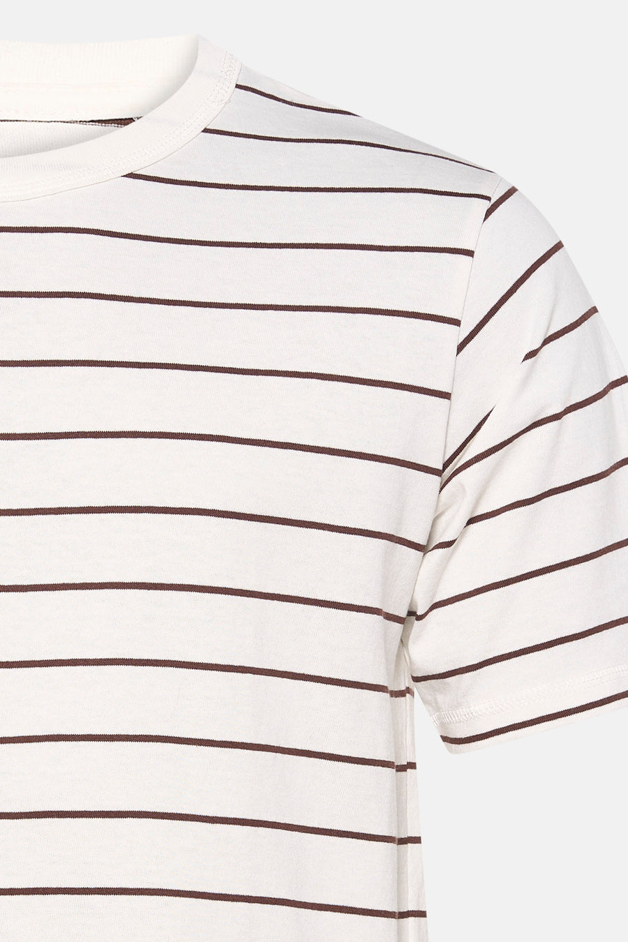 T-shirt blanc à manches courtes de ORIGINALS BY JACK & JONES, avec des rayures horizontales marron.