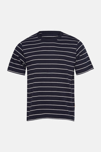 T-shirt bleu à manches courtes de ORIGINALS BY JACK & JONES, motif rayé et col rond.
