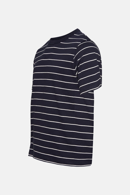 T-shirt bleu à manches courtes d'ORIGINALS BY JACK & JONES, avec un motif rayé.
