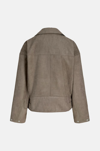 Manteau court brun de JJXX, avec col et longues manches, vu de derrière.