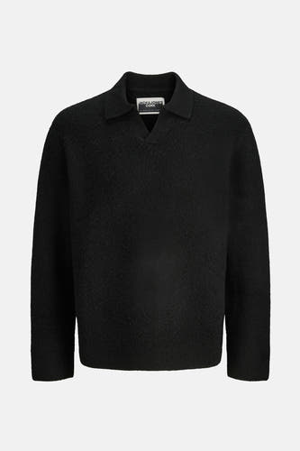 Sweat-shirt noir à col V de CORE par JACK & JONES, avec une subtile texture et des manches longues.