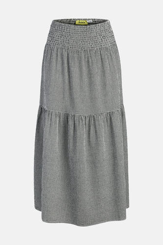 Jupe multicolore de JJXX avec un motif pied-de-poule et un pli texturé.