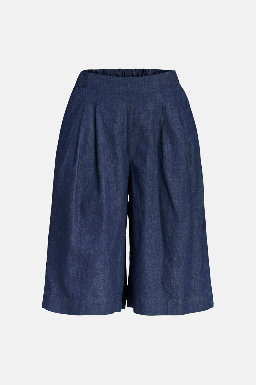 Short en jean bleu foncé de JJXX avec taille élastique et plis.
