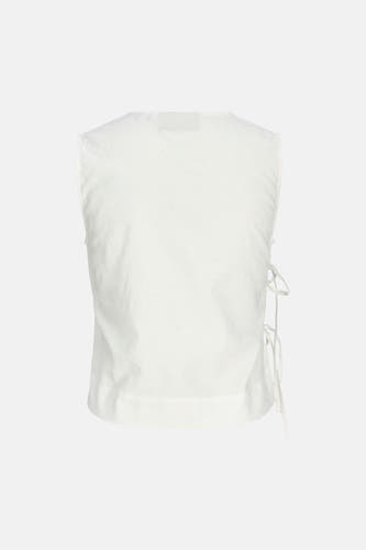 Chemisier blanc sans manches de JJXX avec texture subtile et liens à nouer sur le côté, au dos.
