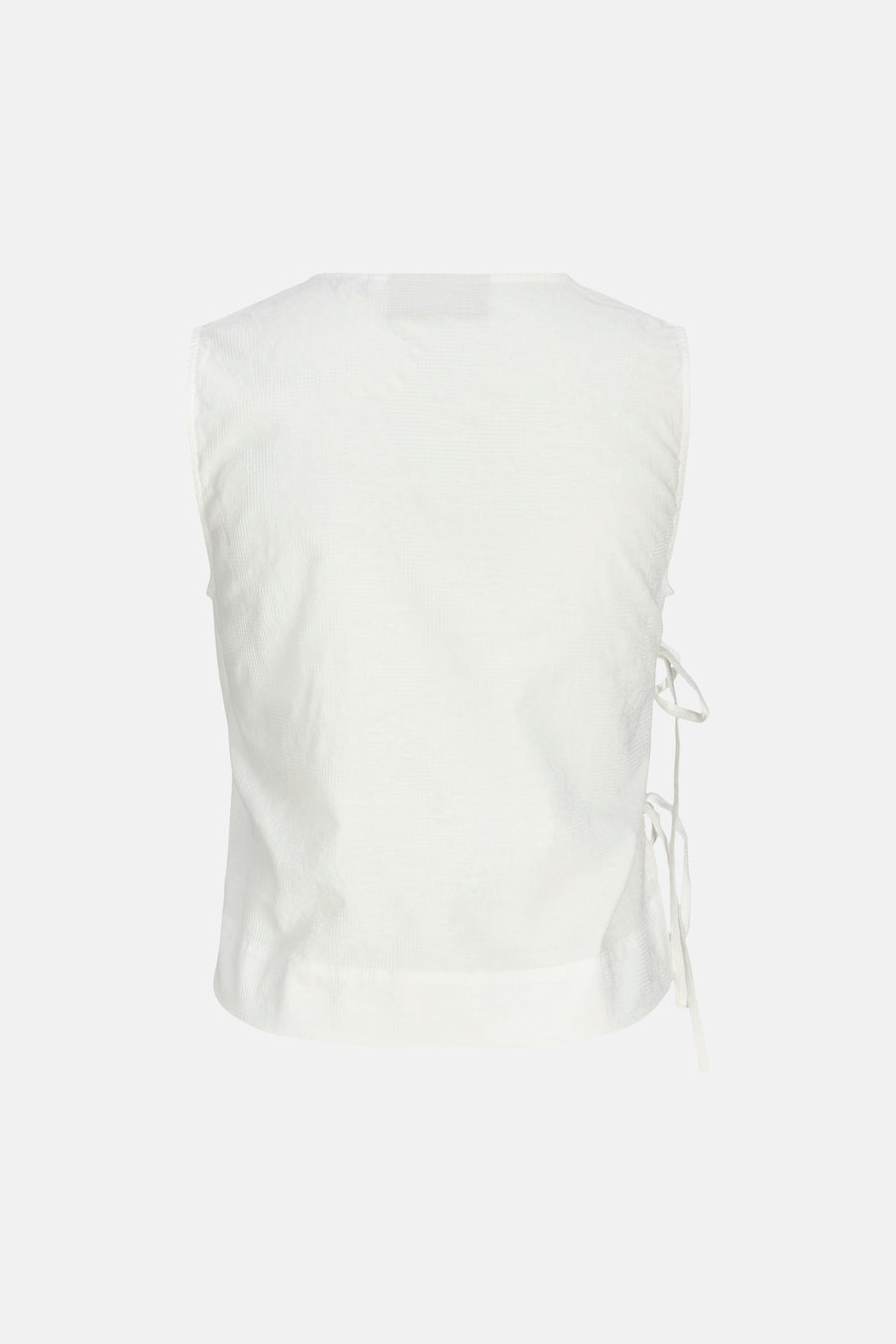 Chemisier blanc sans manches de JJXX avec texture subtile et liens à nouer sur le côté, au dos.