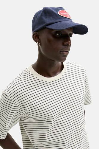 T-shirt beige à manches courtes avec motif rayé de Originals by Jack & Jones.
