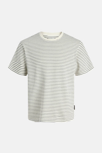 T-shirt beige à manches courtes avec motif rayé, de ORIGINALS by JACK & JONES.