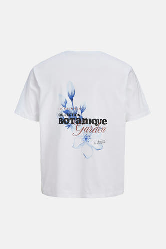 T-shirt blanc ORIGINALS BY JACK & JONES, avec imprimé botanique au dos et manches courtes.